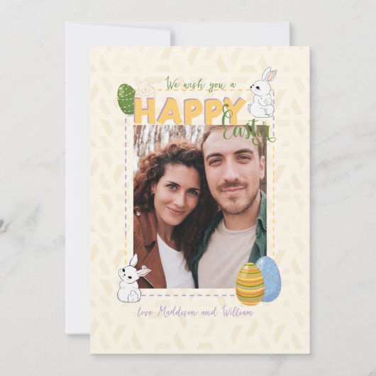 Wij wensen u een Happy Easter Photo Family Feestdagenkaart (Voorkant)