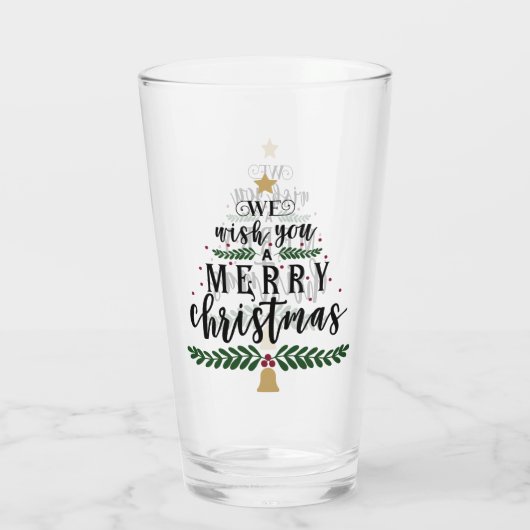 Wij wensen u een kerstfeest glas (Achterkant)