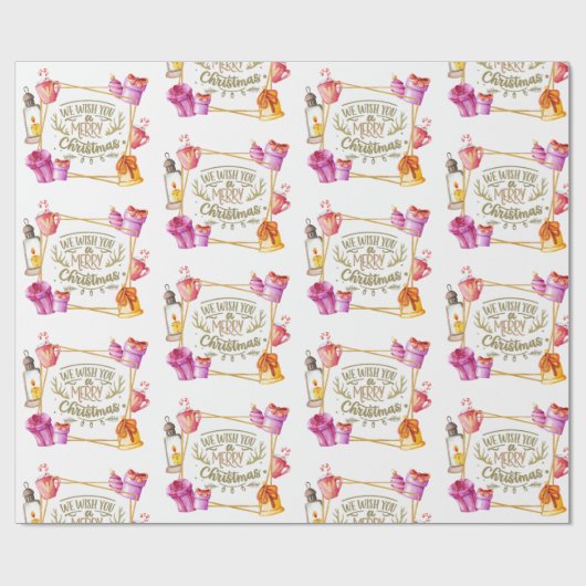 Wij wensen u een prettig kerstcadeaupapier cadeaupapier (Vlak)