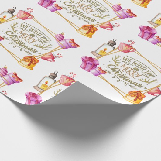 Wij wensen u een prettig kerstcadeaupapier cadeaupapier (Hoek)