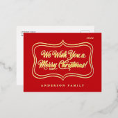 Wij wensen u een prettig kerstcadeautje met een go folie feestdagen briefkaart (Voorkant / Achterkant)