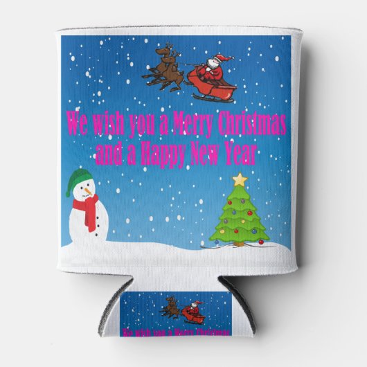 Wij wensen u een prettig kerstfeest en een gelukki blikjeskoeler (Voorkant)