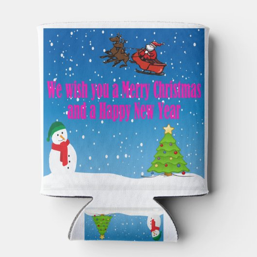 Wij wensen u een prettig kerstfeest en een gelukki blikjeskoeler (Achterkant)