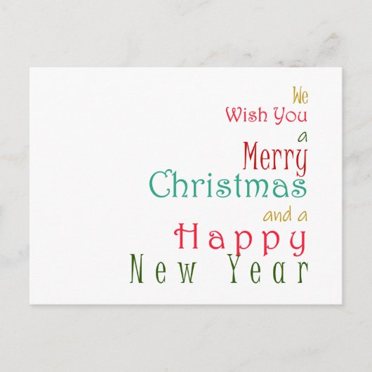 Wij wensen u een prettig kerstfeest en een gelukki feestdagenkaart (Voorkant)