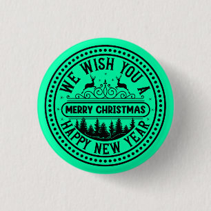 Wij wensen u een prettig kerstfeest en een gelukki ronde button 3,2 cm