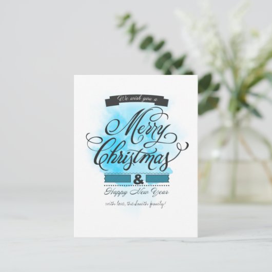 Wij wensen u een prettig kerstfeest en gelukkig ni feestdagenkaart (Staand voorkant)