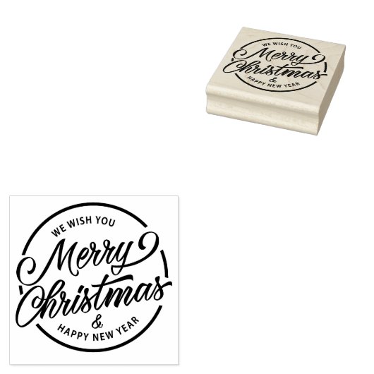 Wij wensen u een prettig kerstfeest en gelukkig ni rubberstempel (Gestempeld)