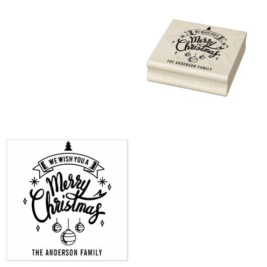 "Wij wensen u een prettig kerstfeest" Rubberstempel (Gestempeld)