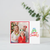 Wij wensen u een prettig kerstfotoscript briefkaart (Staand voorkant)