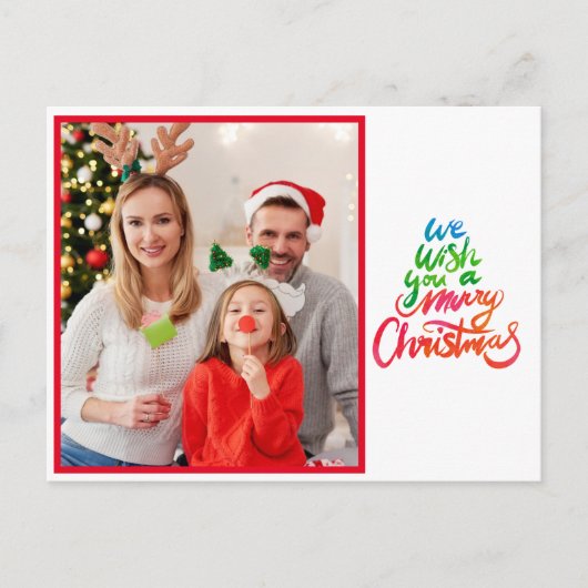 Wij wensen u een prettig kerstfotoscript briefkaart (Voorkant)