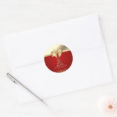 Wij wensen u een prettig kerstgouden Stip met kers Ronde Sticker (Envelop)