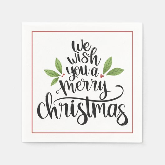 Wij wensen u een prettig kerstscript servet (Voorkant)