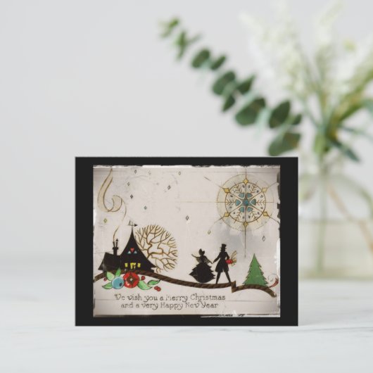 Wij wensen u een prettig kerstSilhouette Feestdagenkaart (Staand voorkant)