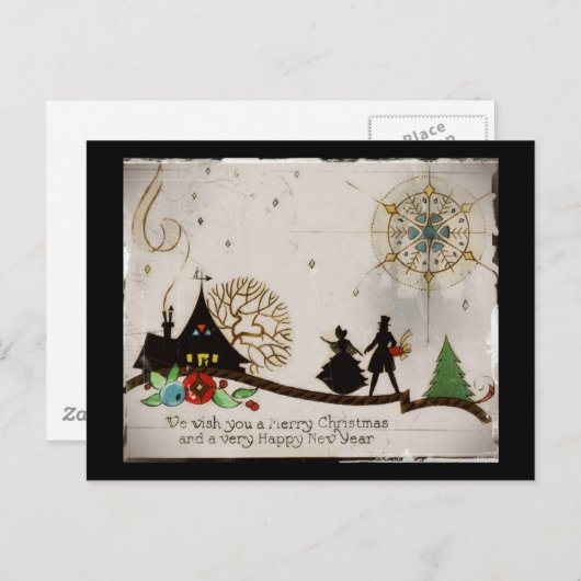 Wij wensen u een prettig kerstSilhouette Feestdagenkaart (Voorkant / Achterkant)