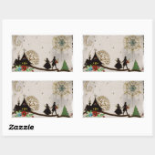 Wij wensen u een prettig kerstSilhouette Rechthoekige Sticker (Vel)