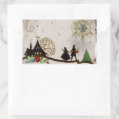 Wij wensen u een prettig kerstSilhouette Rechthoekige Sticker (Tas)