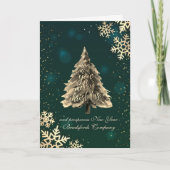 Wij wensen u een prettige kerstdag, gouden pine bo feestdagen kaart (Voorkant)