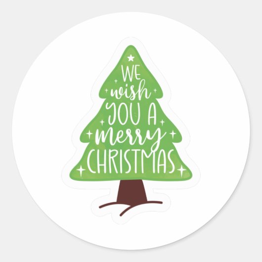 Wij wensen u een prettige kerstdag ronde sticker (Voorkant)