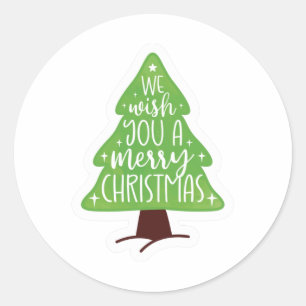 Wij wensen u een prettige kerstdag ronde sticker