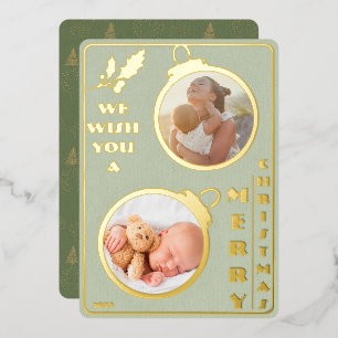 Wij wensen u een prettige kerstdag   Twee unieke f Folie Feestdagenkaart