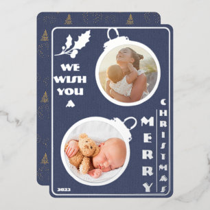 Wij wensen u een prettige kerstdag   Twee unieke f Folie Feestdagenkaart