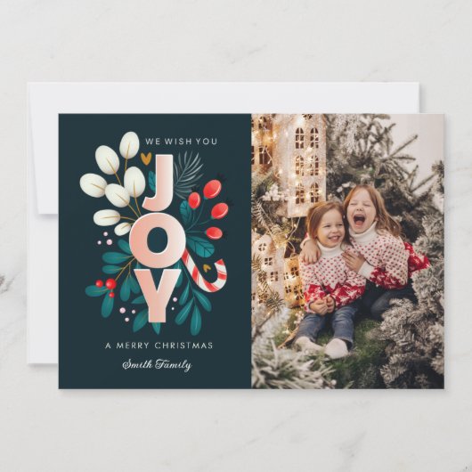 Wij wensen u een prettige kerstfotokaart feestdagenkaart (Voorkant)