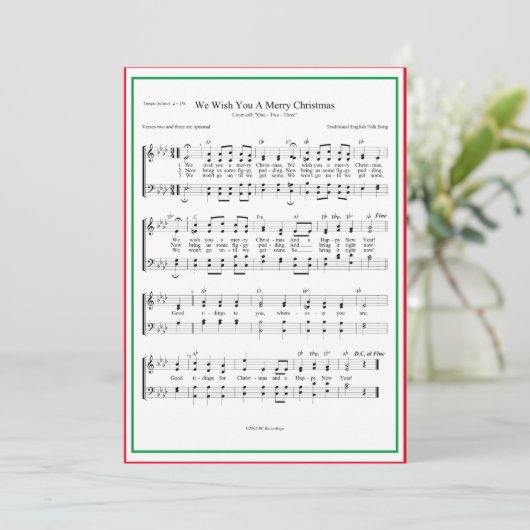 Wij wensen u een prettige kerstmuziek feestdagenkaart (Staand voorkant)