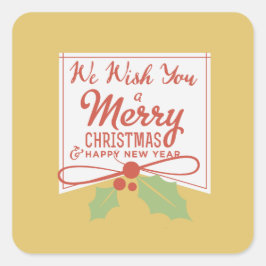 Wij wensen u een prettige kersttactiek vierkante sticker