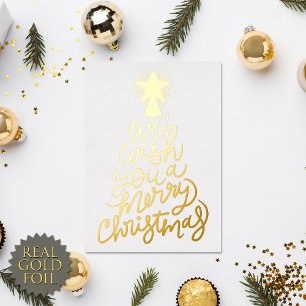 Wij wensen u een prettige kersttypografie Gold Folie Feestdagenkaart