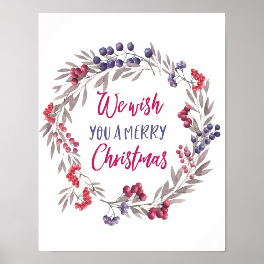 Wij wensen u een Vrolijk Kerst poster print (Voorkant)