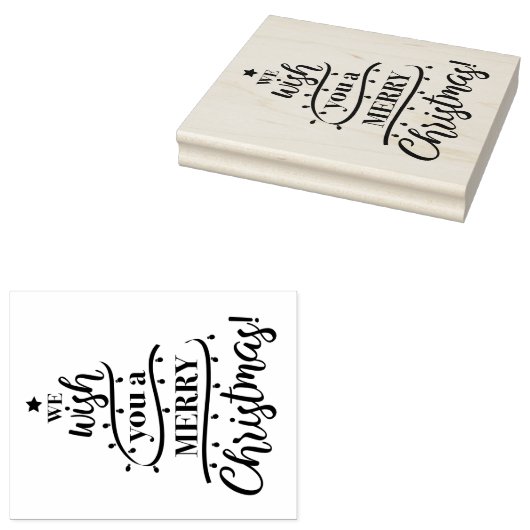 Wij wensen u een vrolijk kerstboomontwerp rubberstempel (Gestempeld)