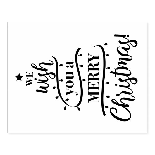 Wij wensen u een vrolijk kerstboomontwerp rubberstempel (Afrduk)