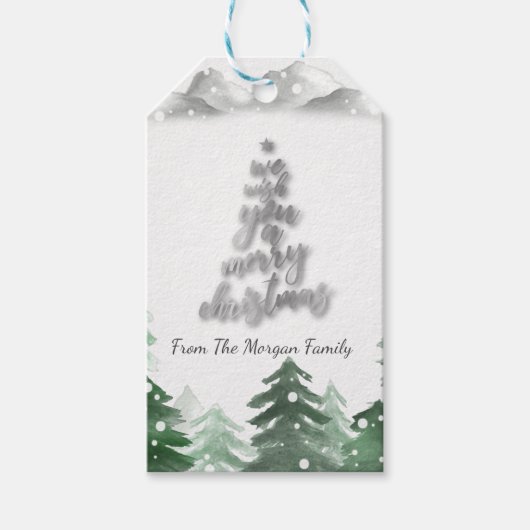 Wij wensen u een vrolijk kerstbos cadeaulabel (Voorkant)