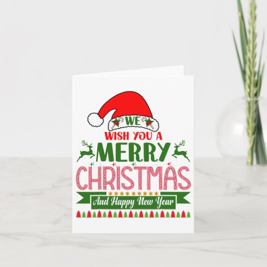 Wij wensen u een vrolijk kerstfeest en een gelukki kaart (Voorkant)