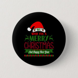 Wij wensen u een vrolijk kerstfeest en een gelukki ronde button 5,7 cm
