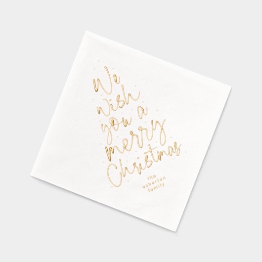 Wij wensen u een vrolijk kerstfeest folie servetten (Links)
