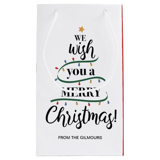 Wij wensen u een vrolijk kerstfeest gepersonalisee klein cadeauzakje (Achterkant)