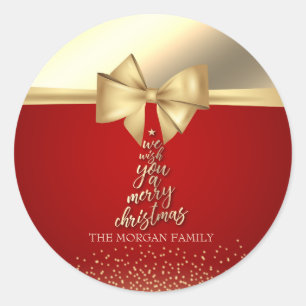 Wij wensen u een vrolijk kerstfeest Gouden Boog St Ronde Sticker