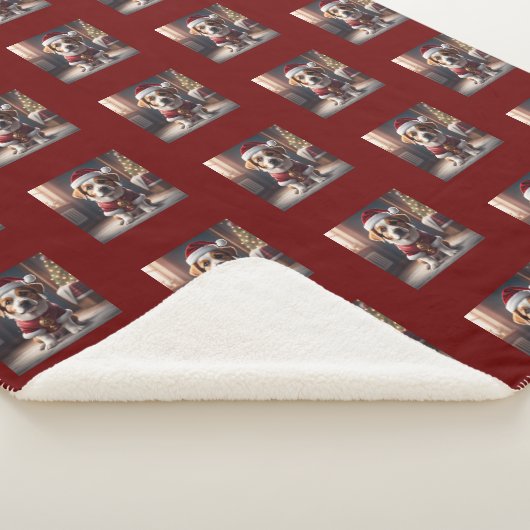 Wij wensen u een vrolijk kerstfeest met santa scha sherpa deken (3/4)