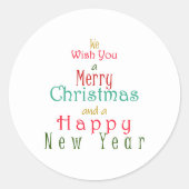 "Wij wensen u een vrolijk kerstfeest" Ronde Sticker (Voorkant)