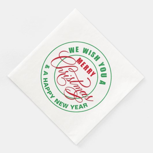 Wij wensen u een vrolijk kerstfeest rood en groen servet (Hoek)