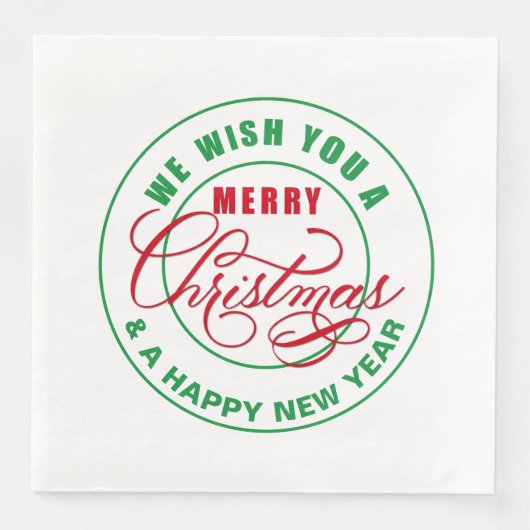 Wij wensen u een vrolijk kerstfeest rood en groen servet (Voorkant)
