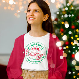 Wij wensen u een vrolijk kerstfeest rood en groen t-shirt