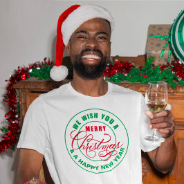 Wij wensen u een vrolijk kerstfeest rood en groen t-shirt