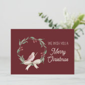 Wij wensen u een vrolijk kerstfeest Waterverf Feestdagenkaart (Staand voorkant)