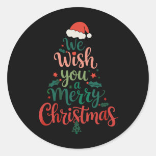 Wij wensen u een vrolijk Kerstfeest Xmas Kerstman Ronde Sticker
