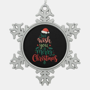 Wij wensen u een vrolijk Kerstfeest Xmas Kerstman Tin Sneeuwvlok Ornament