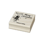 Wij wensen u een vrolijk kerstgnoom cadeau label rubberstempel (Stempel)