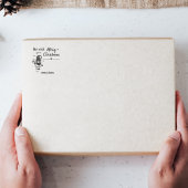 Wij wensen u een vrolijk kerstgnoom cadeau label rubberstempel