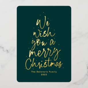 Wij wensen u een vrolijk Kerstmis goud nonphoto Folie Feestdagenkaart